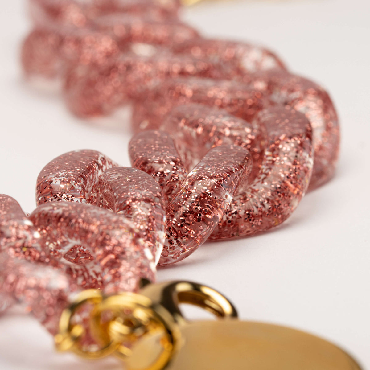 Flat Chain Bracelet Pink Glitter