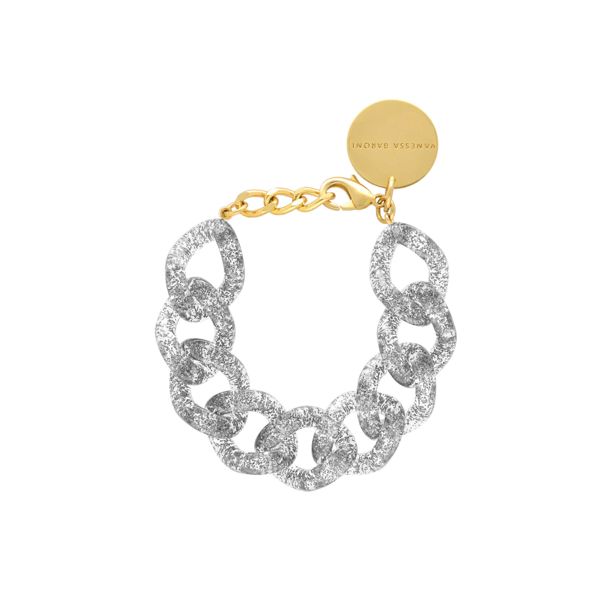Flat Chain Bracelet Silver Glitter