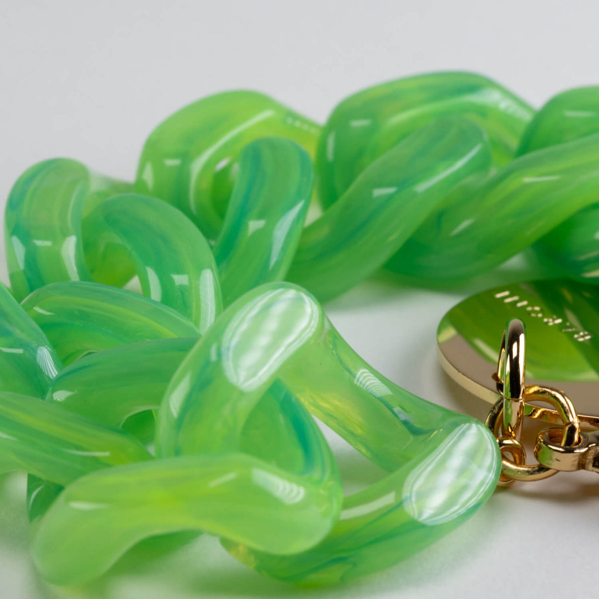 Flat Chain Bracelet Neon Green Marble