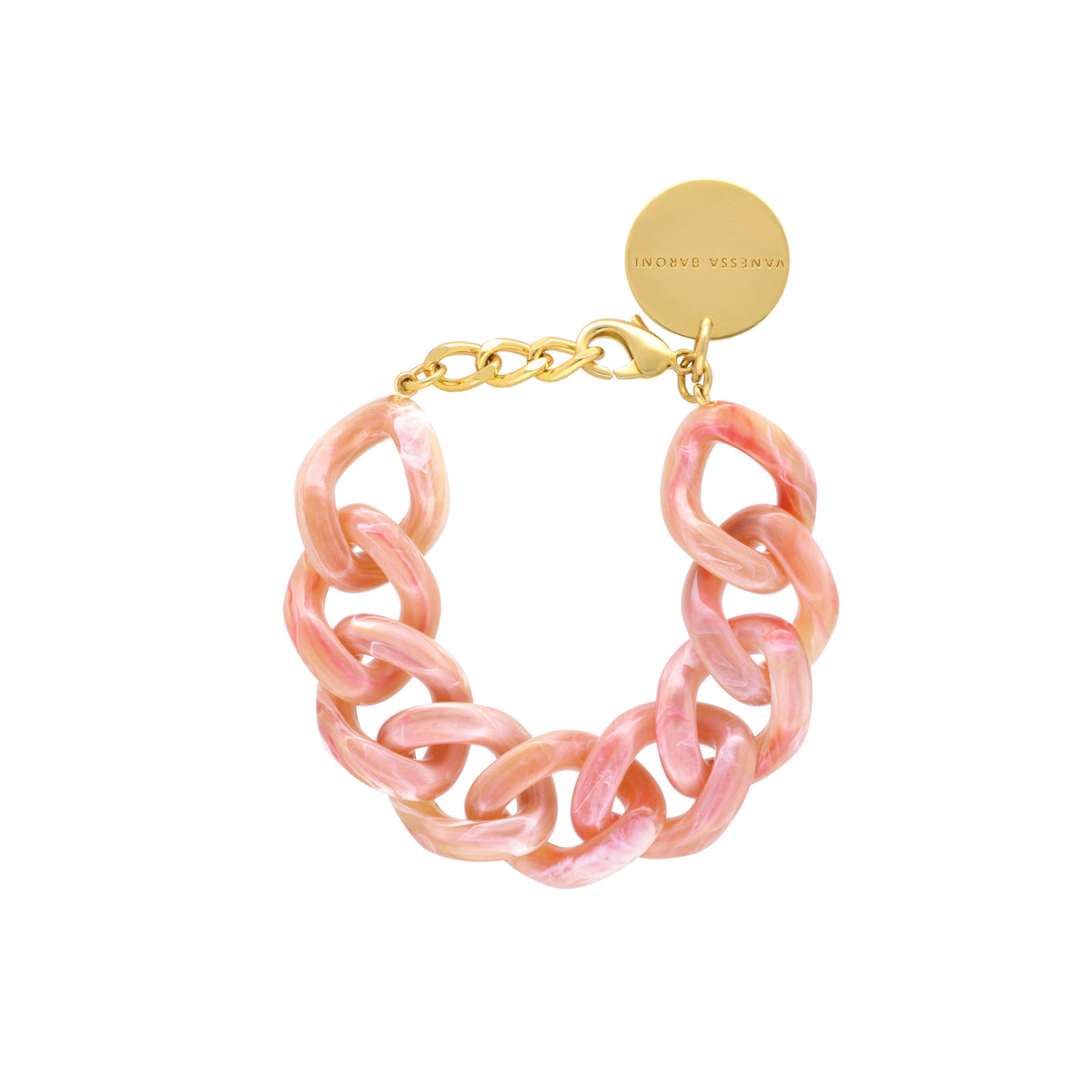 Flat Chain Bracelet Peach Marble