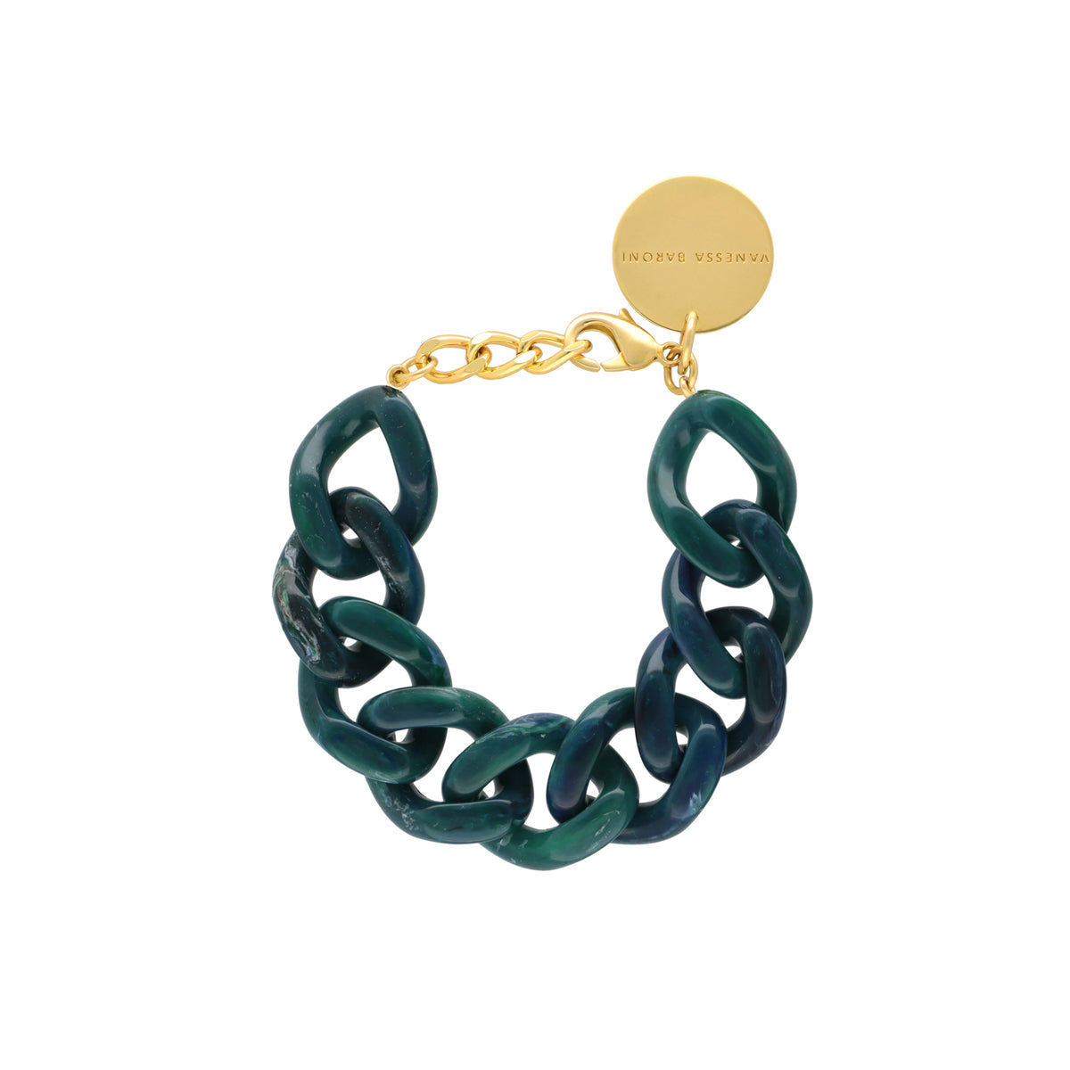 Flat Chain Bracelet Teal Marble