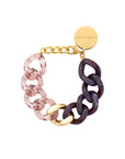 Flat Chain Bracelet 2 color w gold aubergine marble - clear taupe
