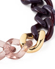 Flat Chain Bracelet 2 color w gold aubergine marble - clear taupe