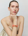 Flat Chain Bracelet 2 color w gold watermelon marble - new flamingo