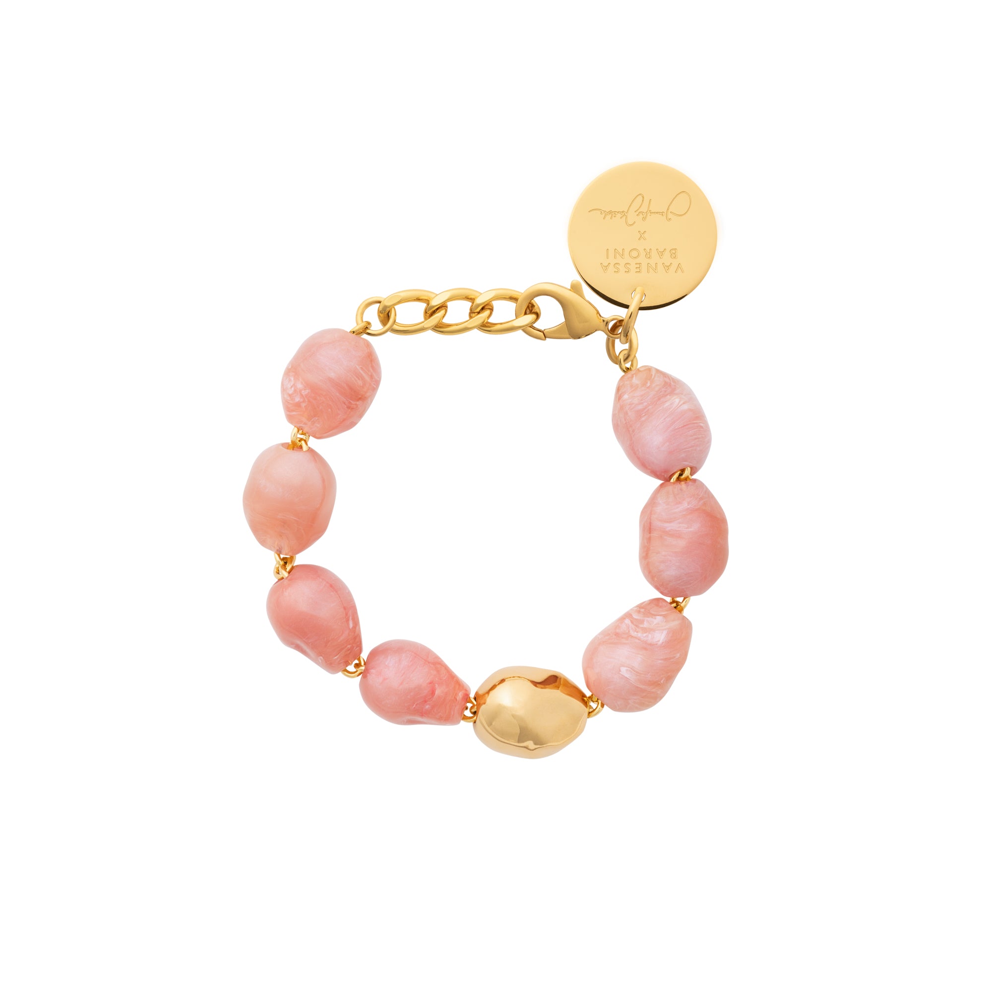 VB X Jennifer Knäble Organic Pearl Bracelet with gold apricot crush