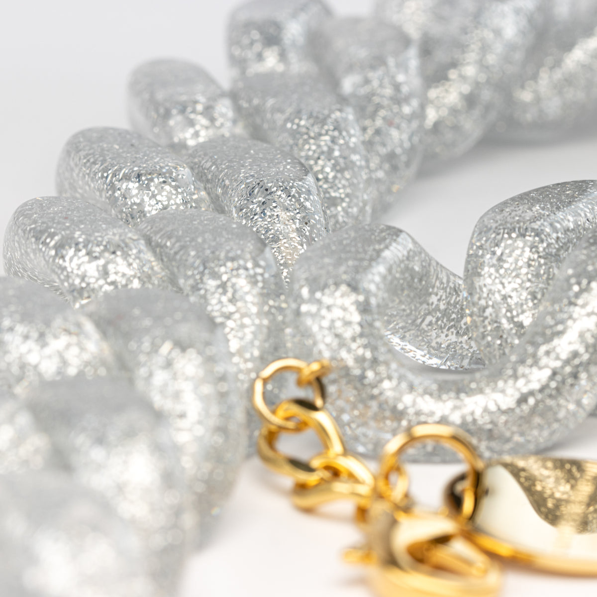 BIG Flat Chain Necklace Silver Glitter