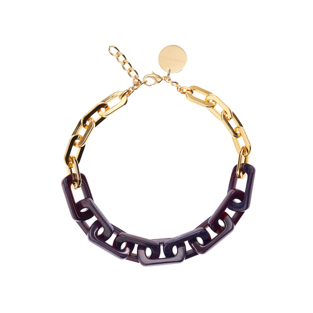 Edge Necklace With Gold - Aubergine Marble