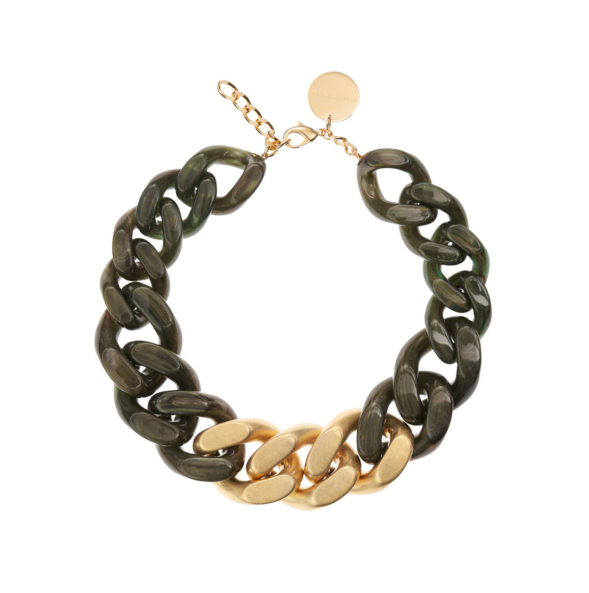 GREAT Necklace with Gold - Olive Marble