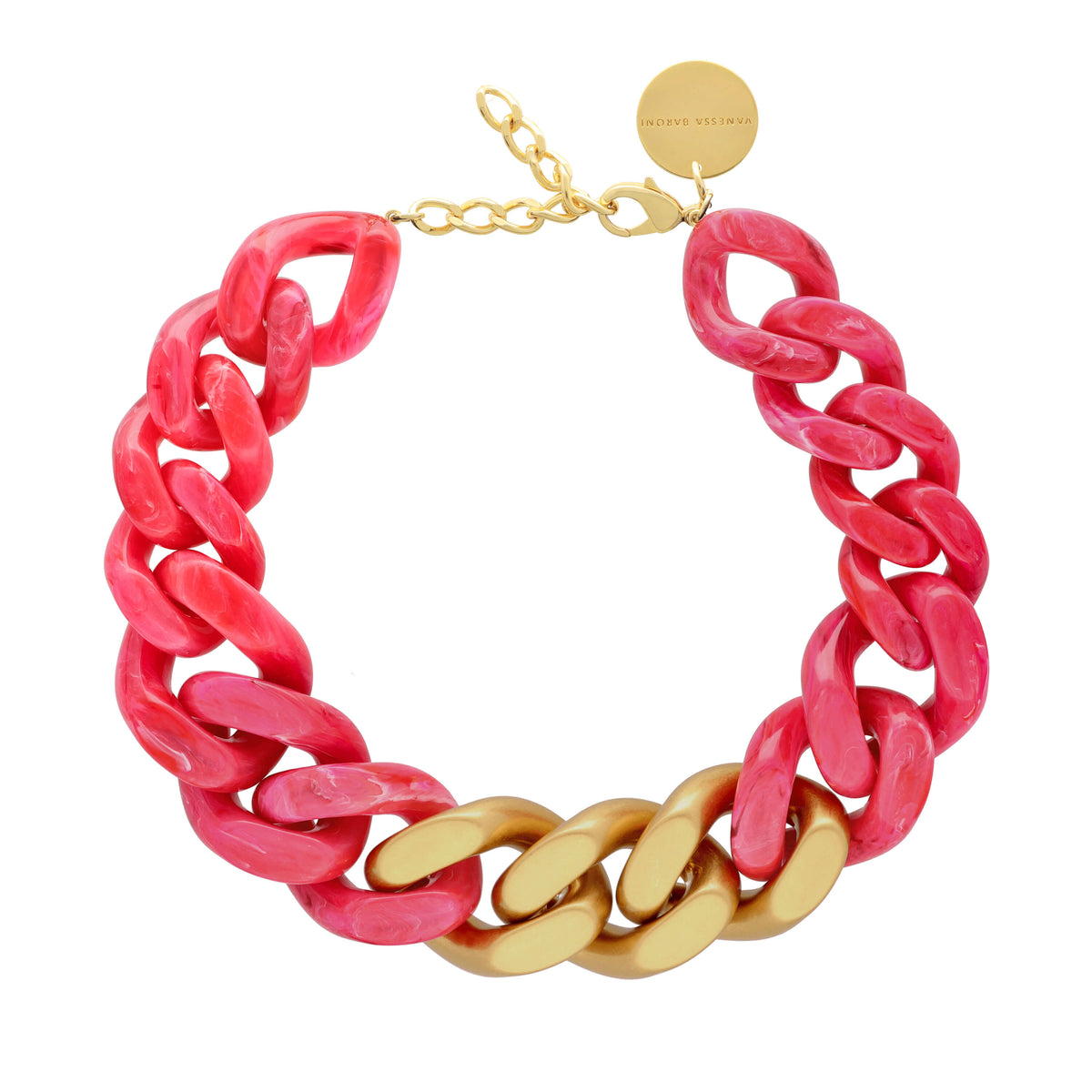 GREAT Necklace with gold - Pink Marble