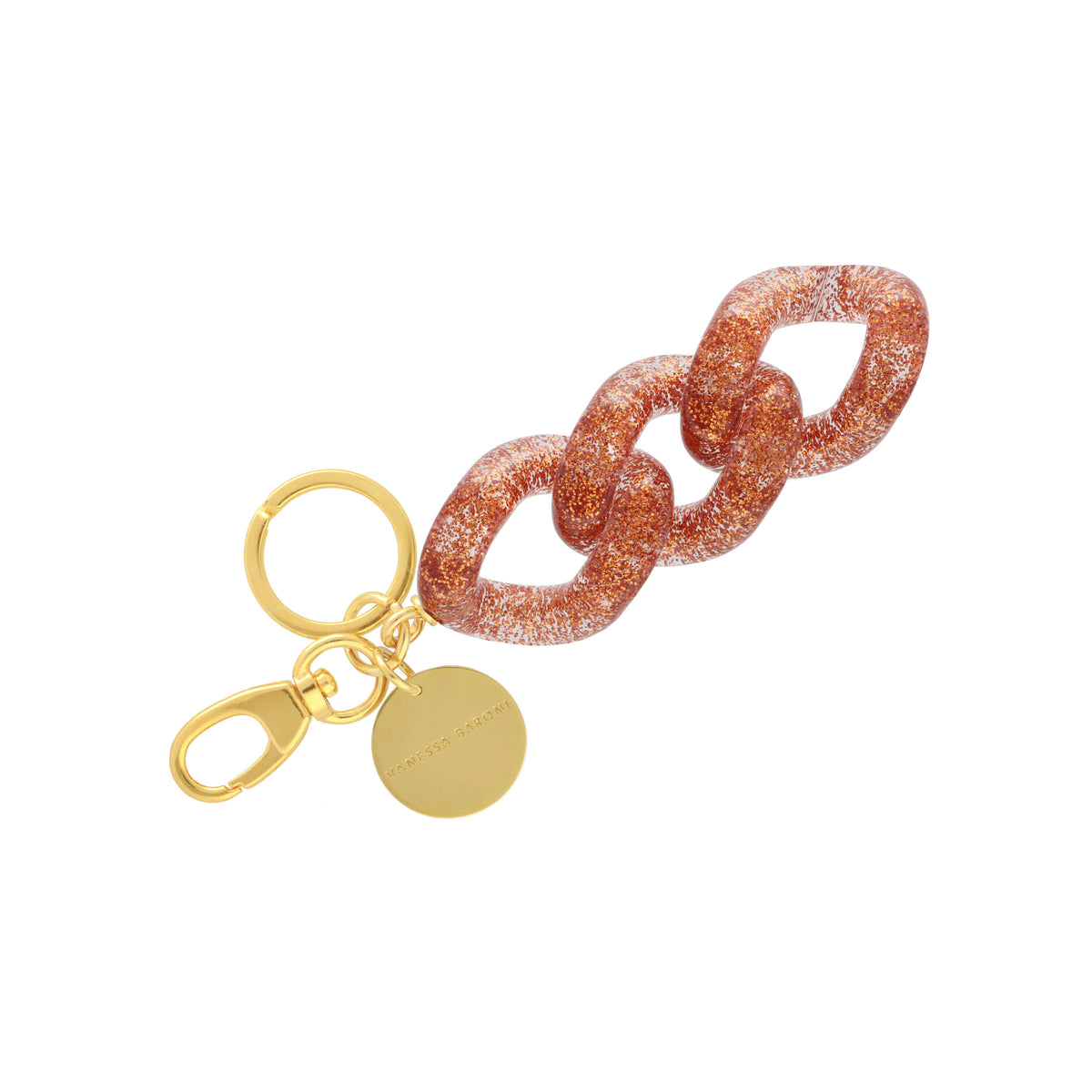 Flat Chain Key Ring Bronze Glitter
