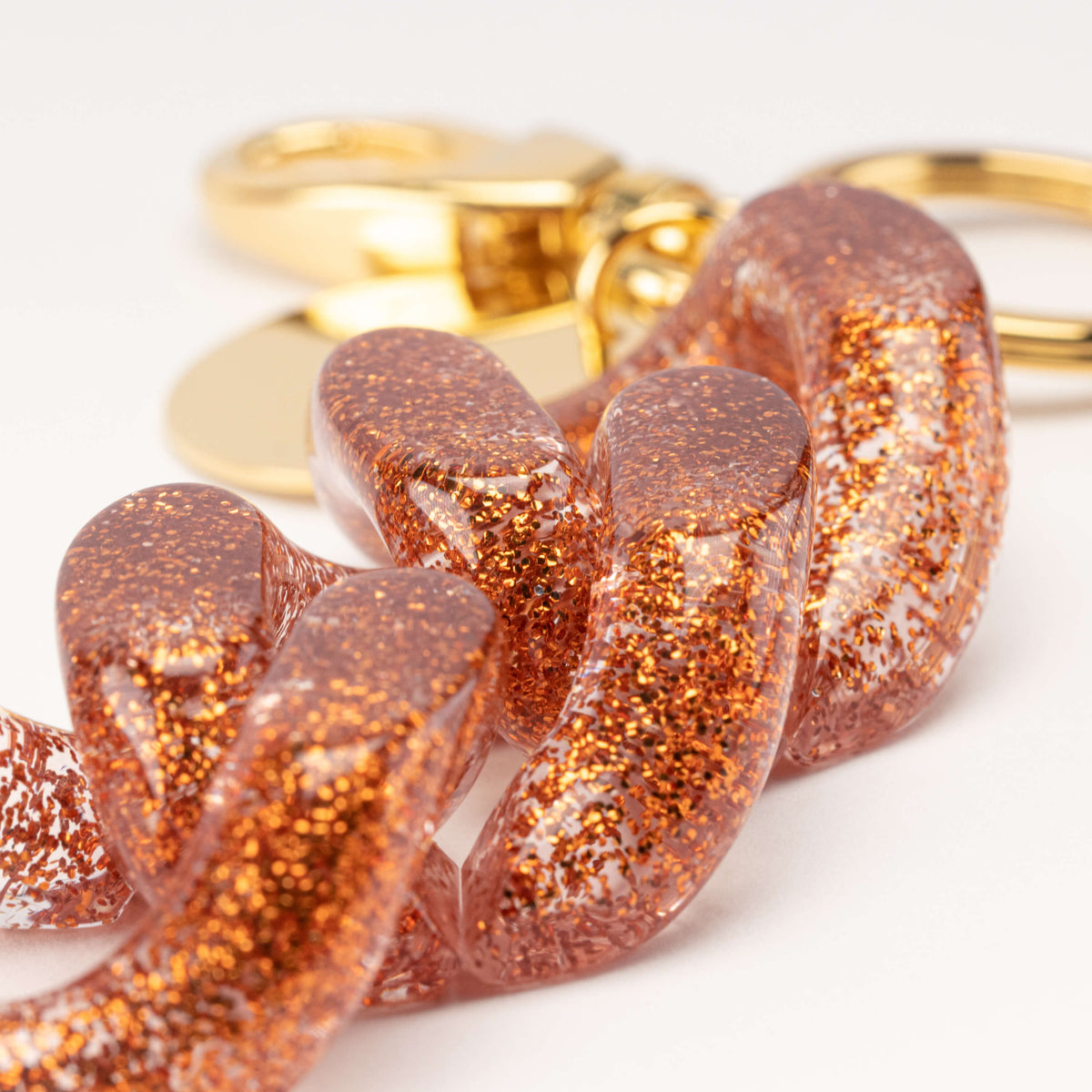 Flat Chain Key Ring Bronze Glitter