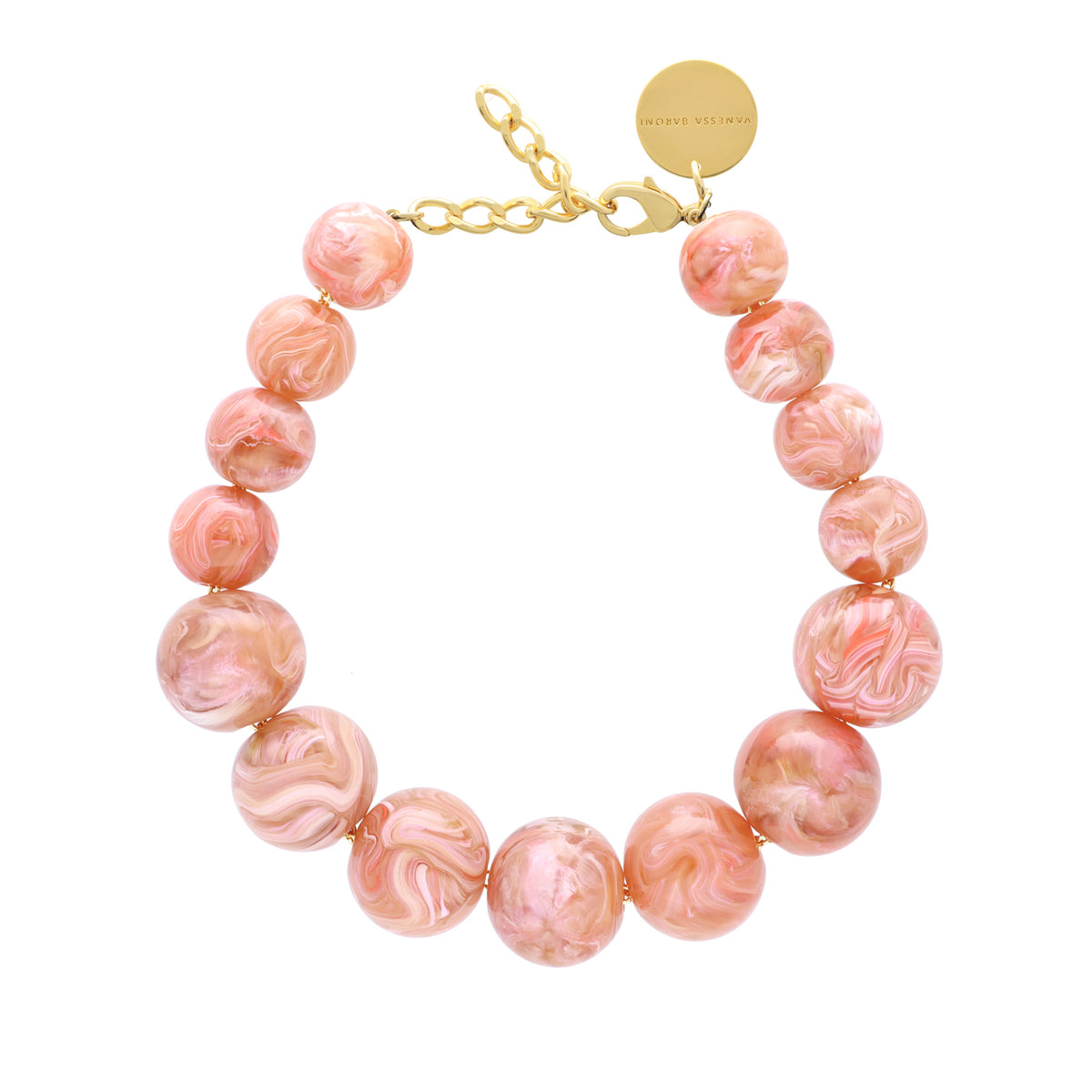Beads Necklace Peach Marble