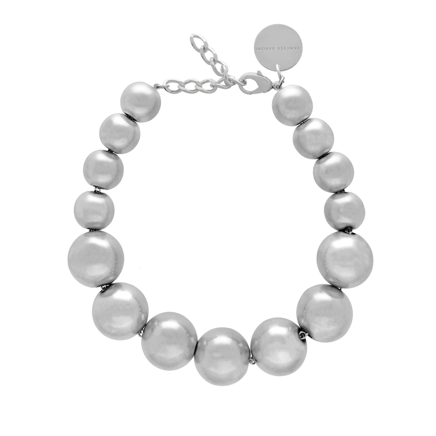 Beads Collier Argent Vintage