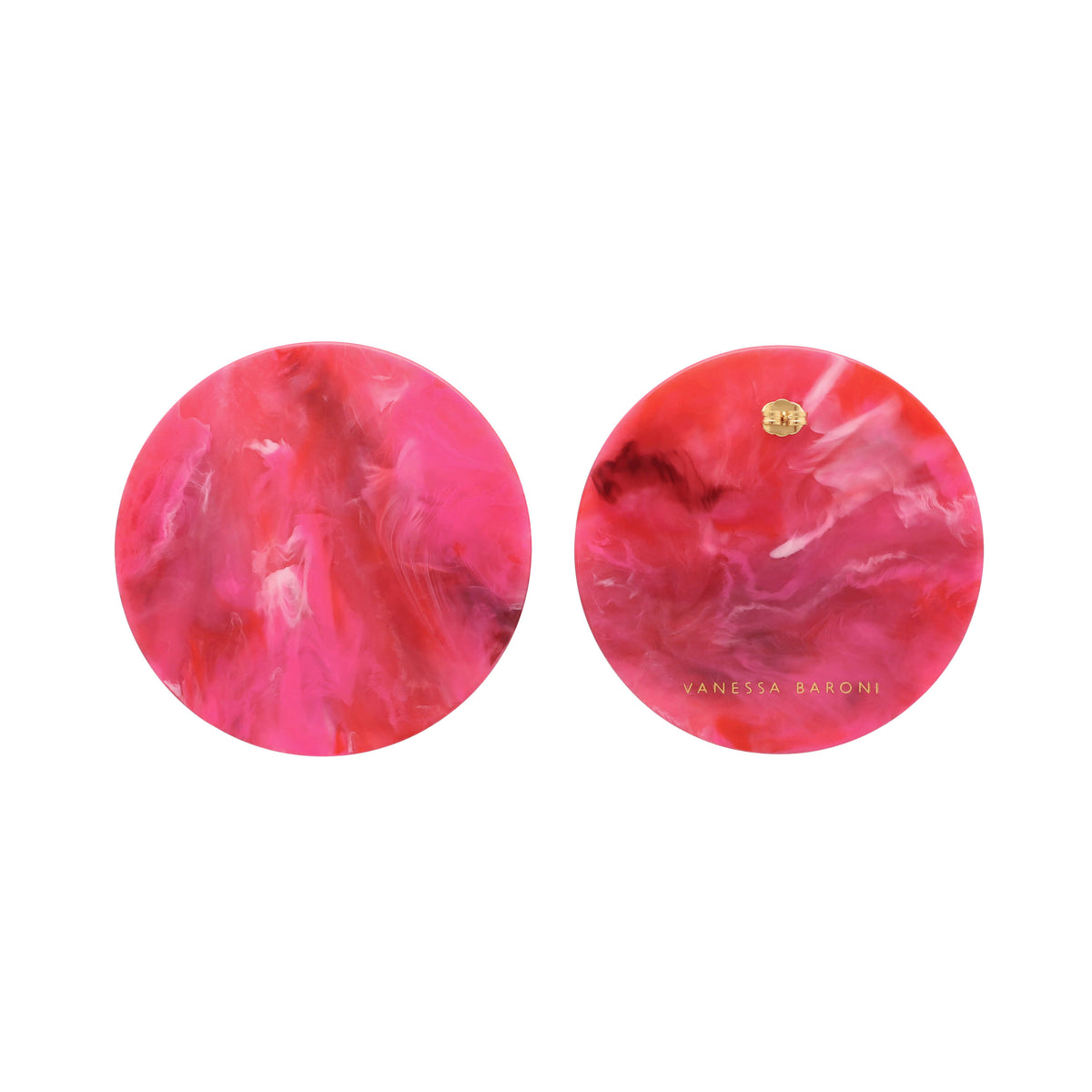 Disc Earring Pink Marble