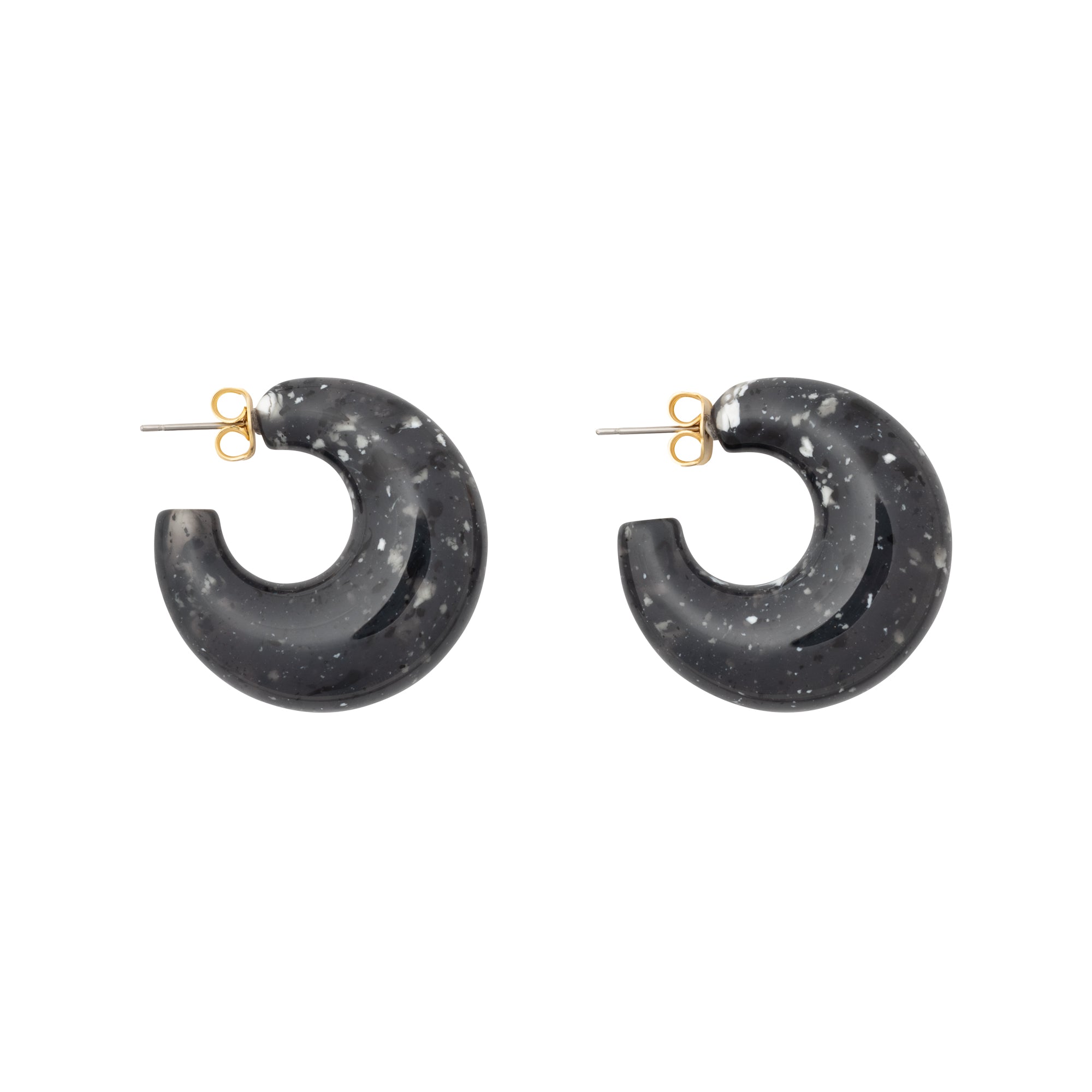 Moon Earring black marble