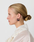 Moon Earring Ikat Marble