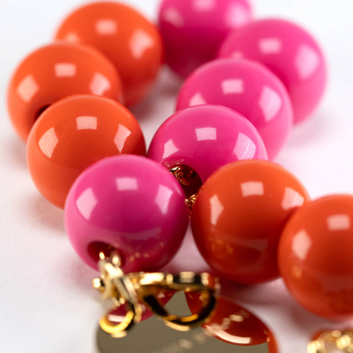 Beads Bracelet 2 Color Orange-Pink