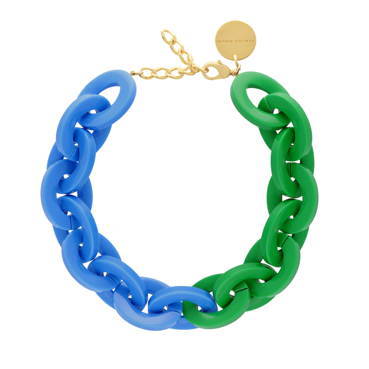 Oval Necklace Short Green - Blue
