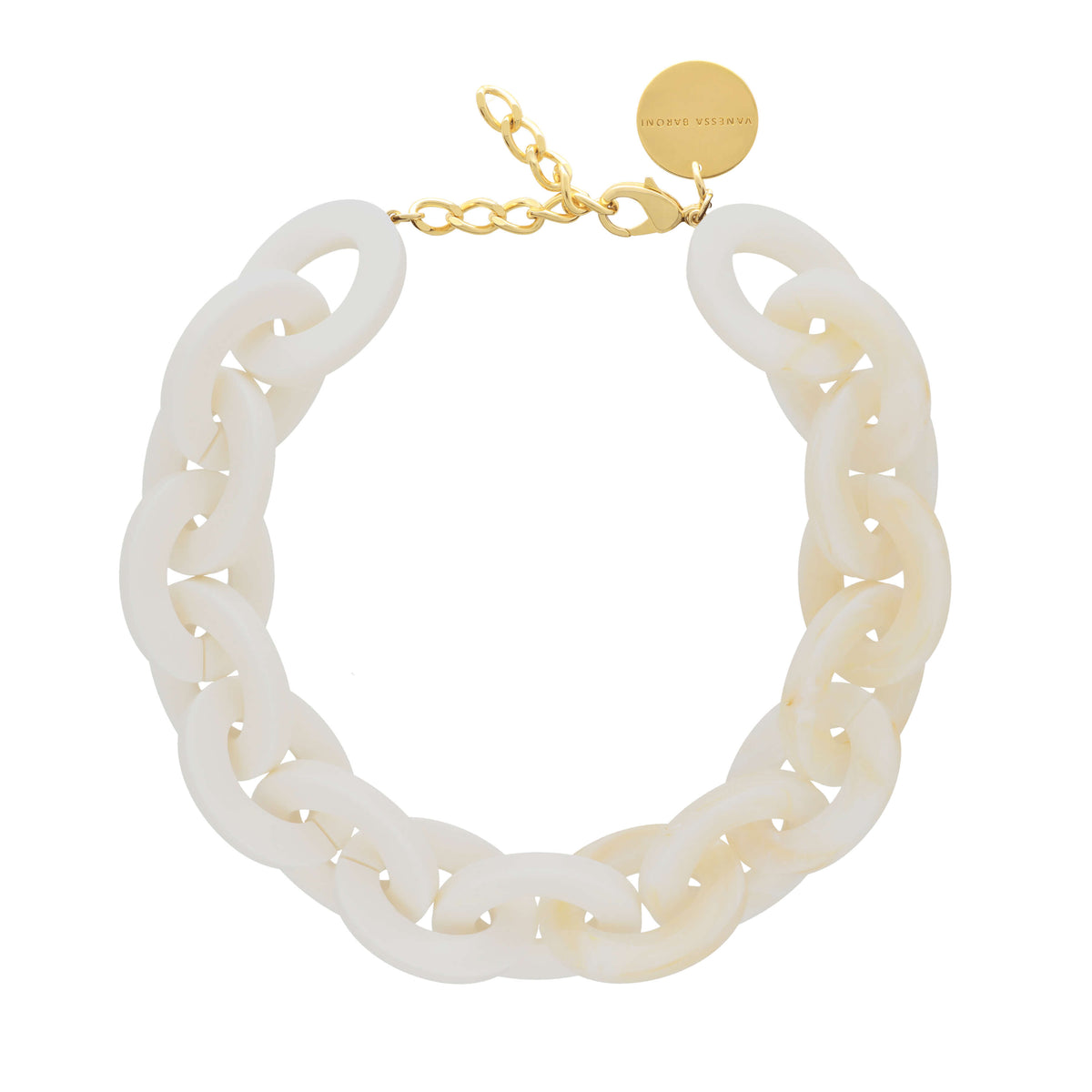 Oval Necklace Off White - Pearl Marble