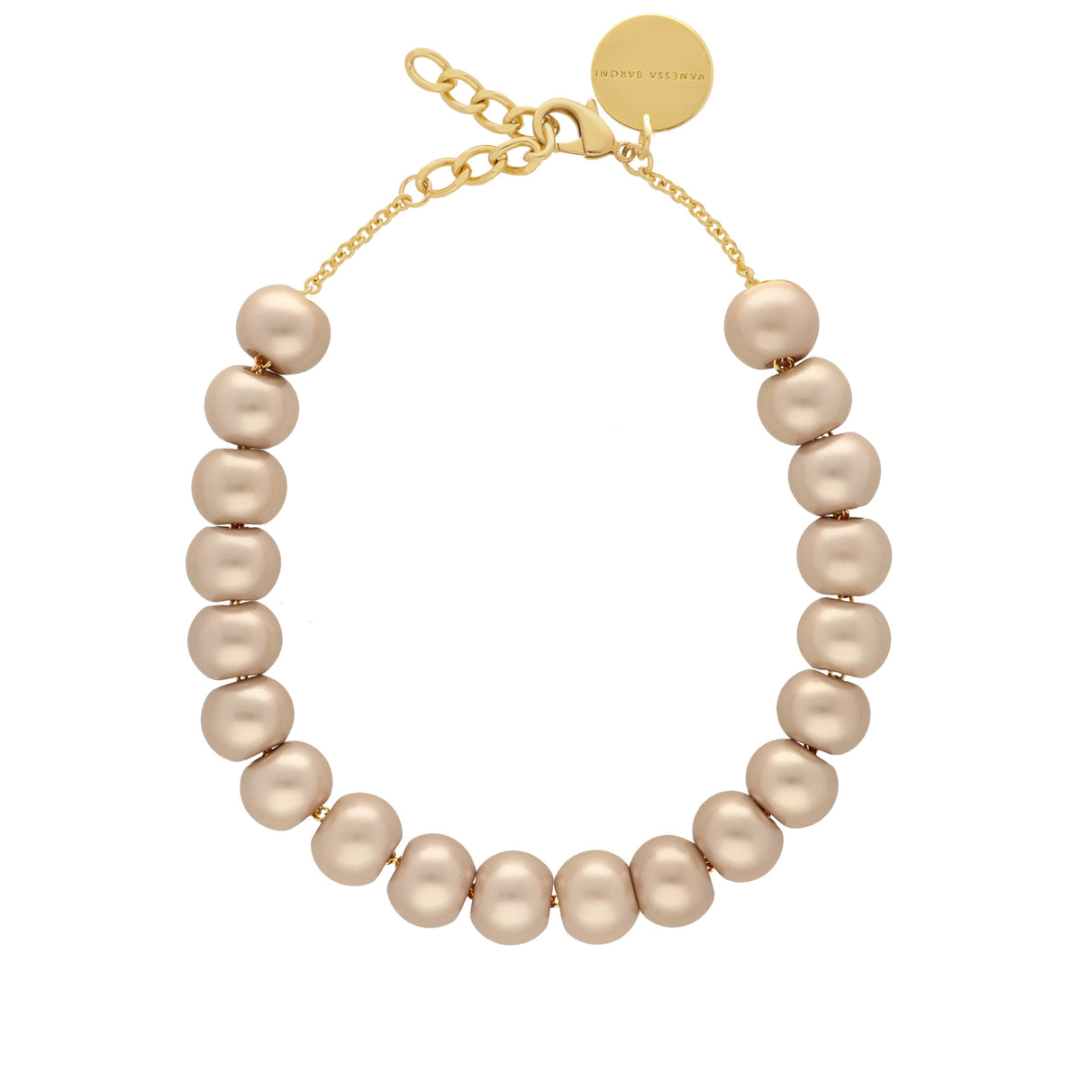 Small Beads Necklace Short Champagner Pearl