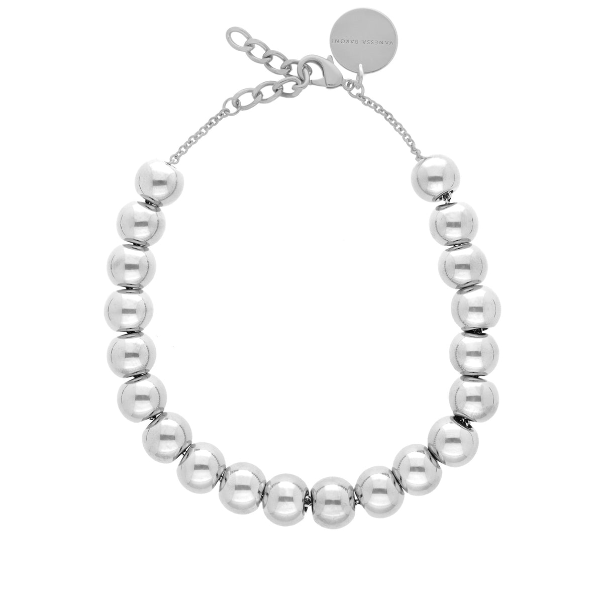 Petit collier de perles argenté court