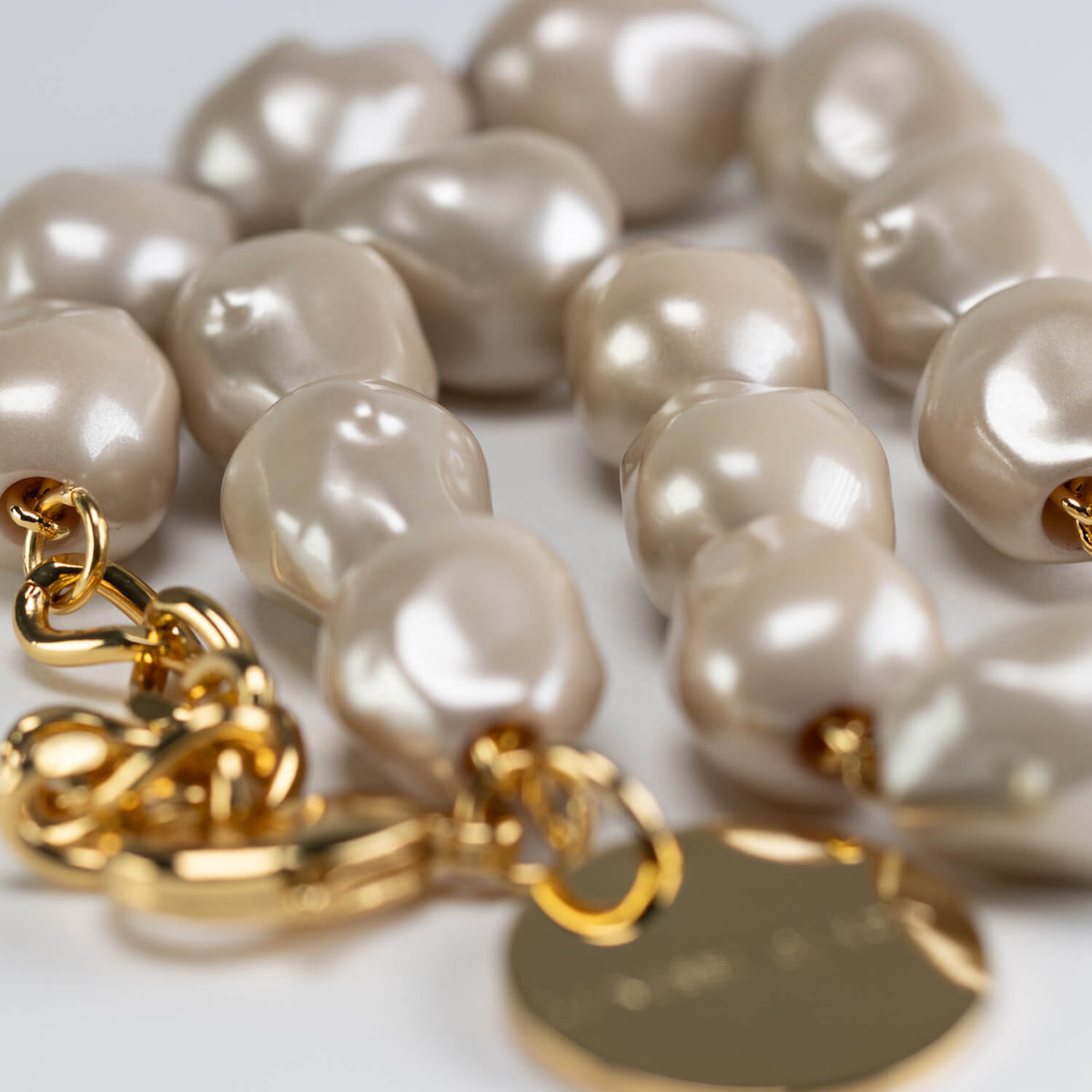 Organic Pearl Necklace Long Champagner Pearl