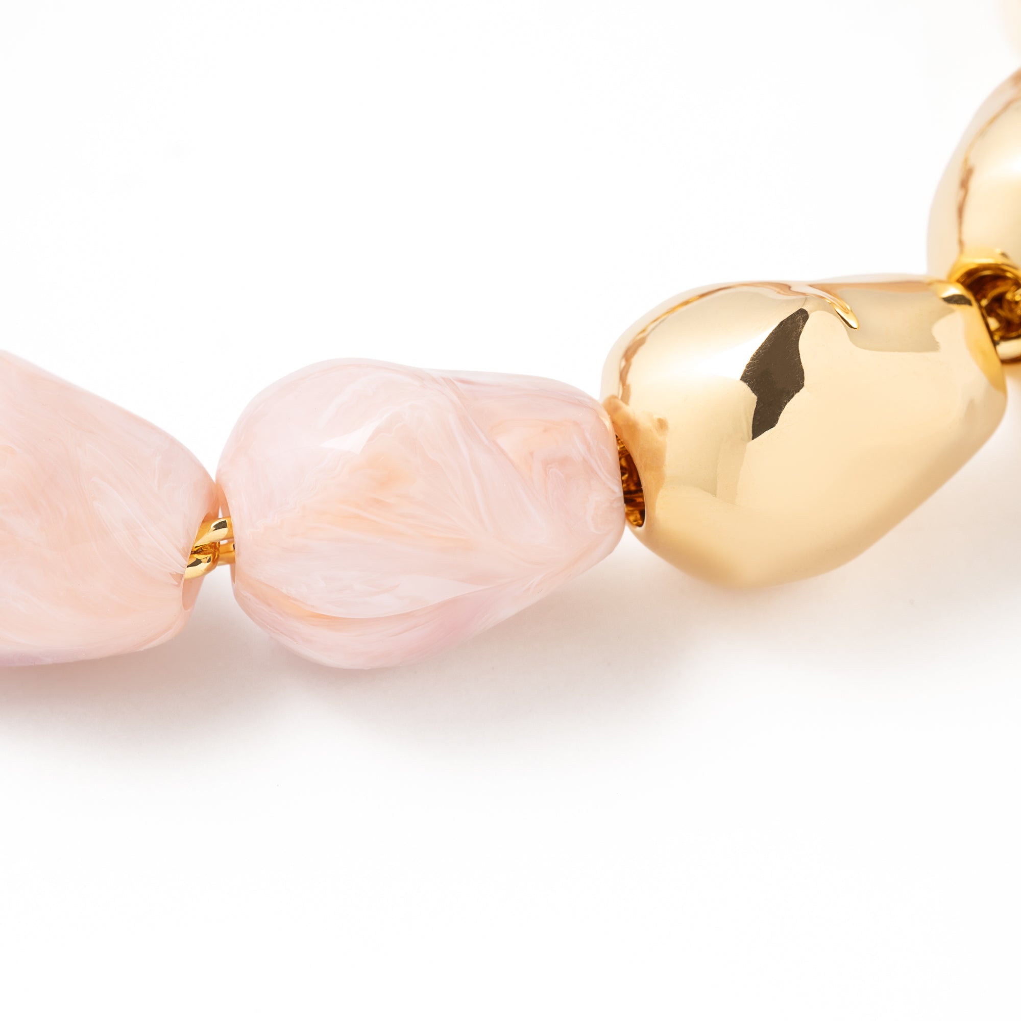 Organic Pearl Necklace Short with gold ivory rose marble