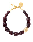 Big Organic Pearl Necklace with gold bordeaux marble