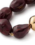 Big Organic Pearl Necklace with gold bordeaux marble