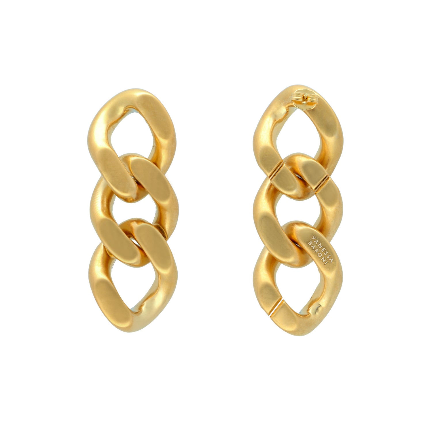 New Flat Chain Earring Gold Vintage