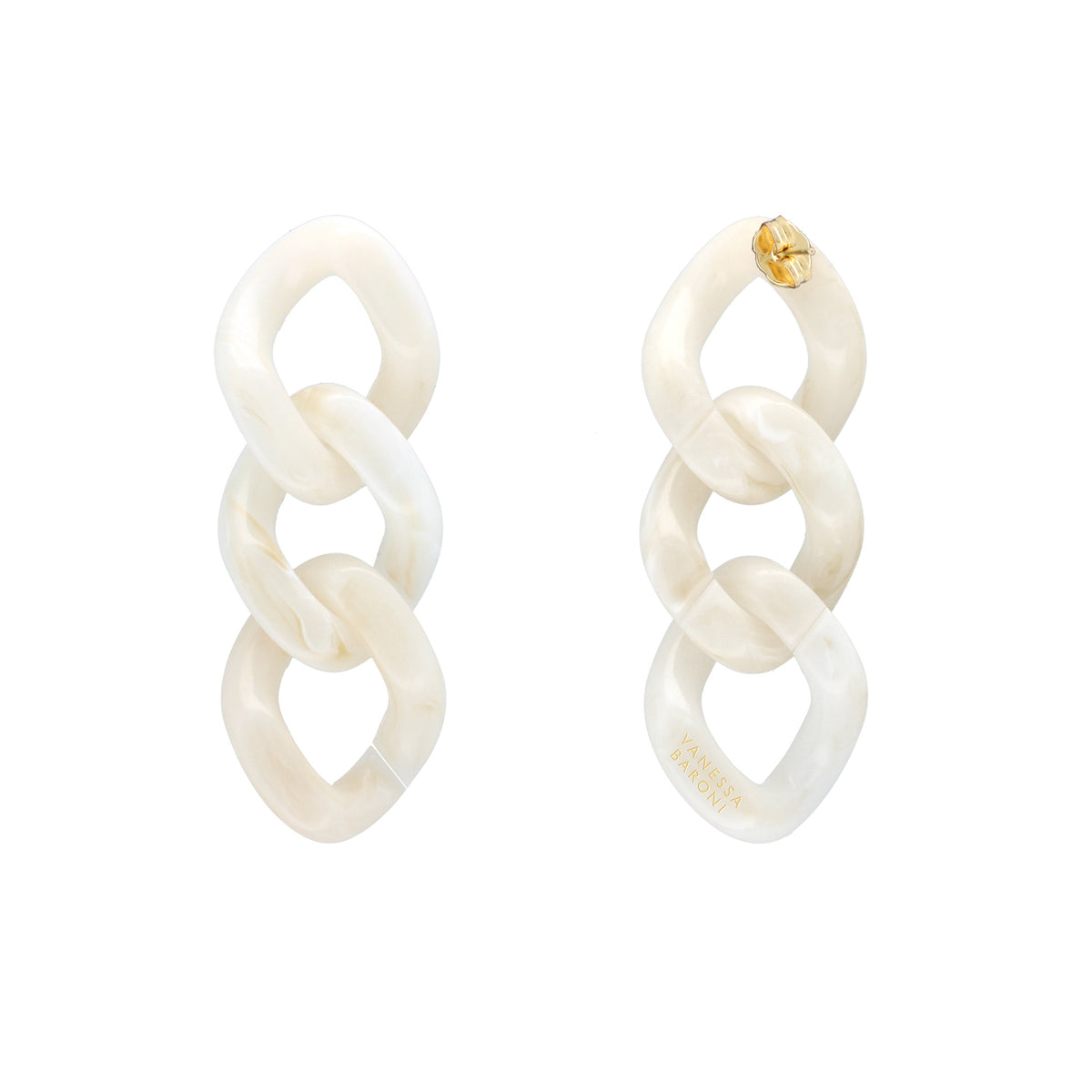 New Flat Chain Earring Pearl Marble