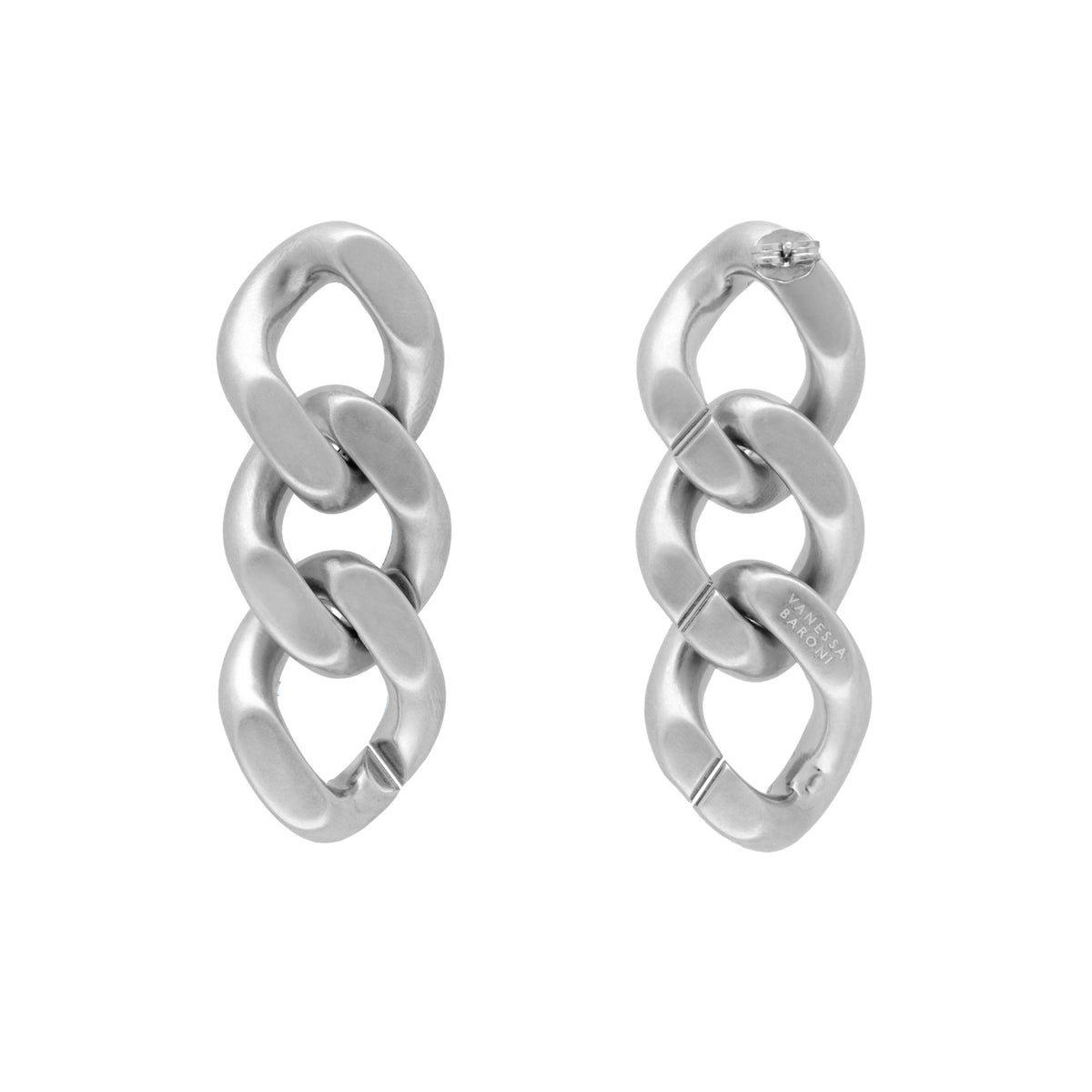 New Flat Chain Earring Silver Vintage