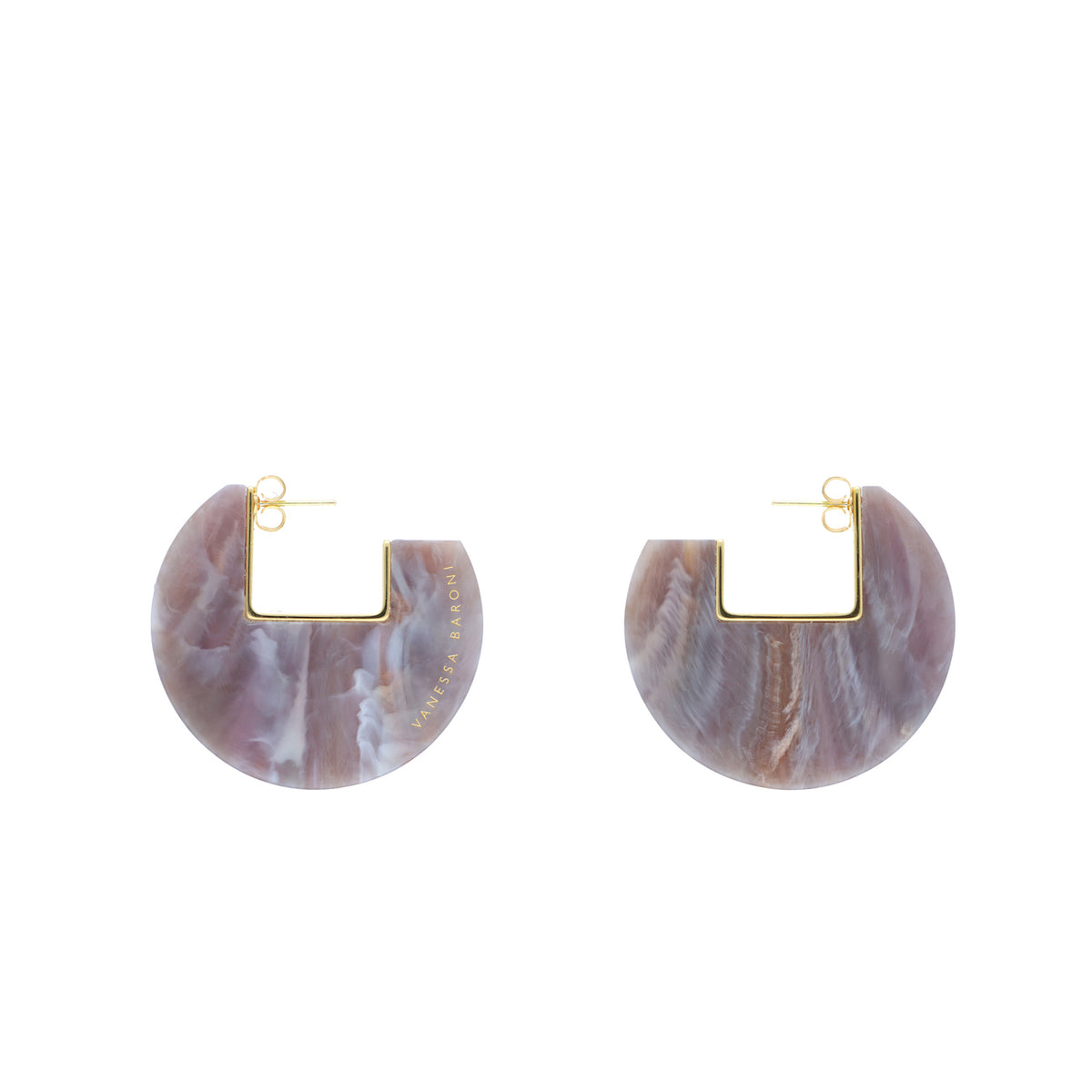 Arch Earring Taupe Marble