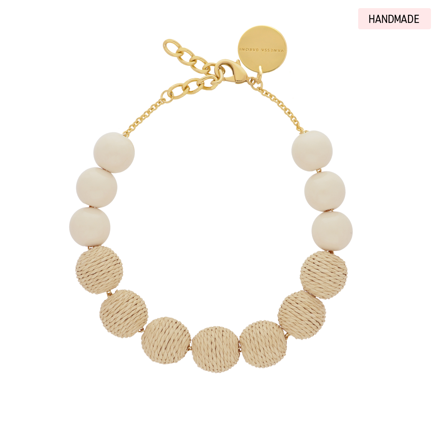 Raffia Beads Necklace Natural - Vanessa Baroni