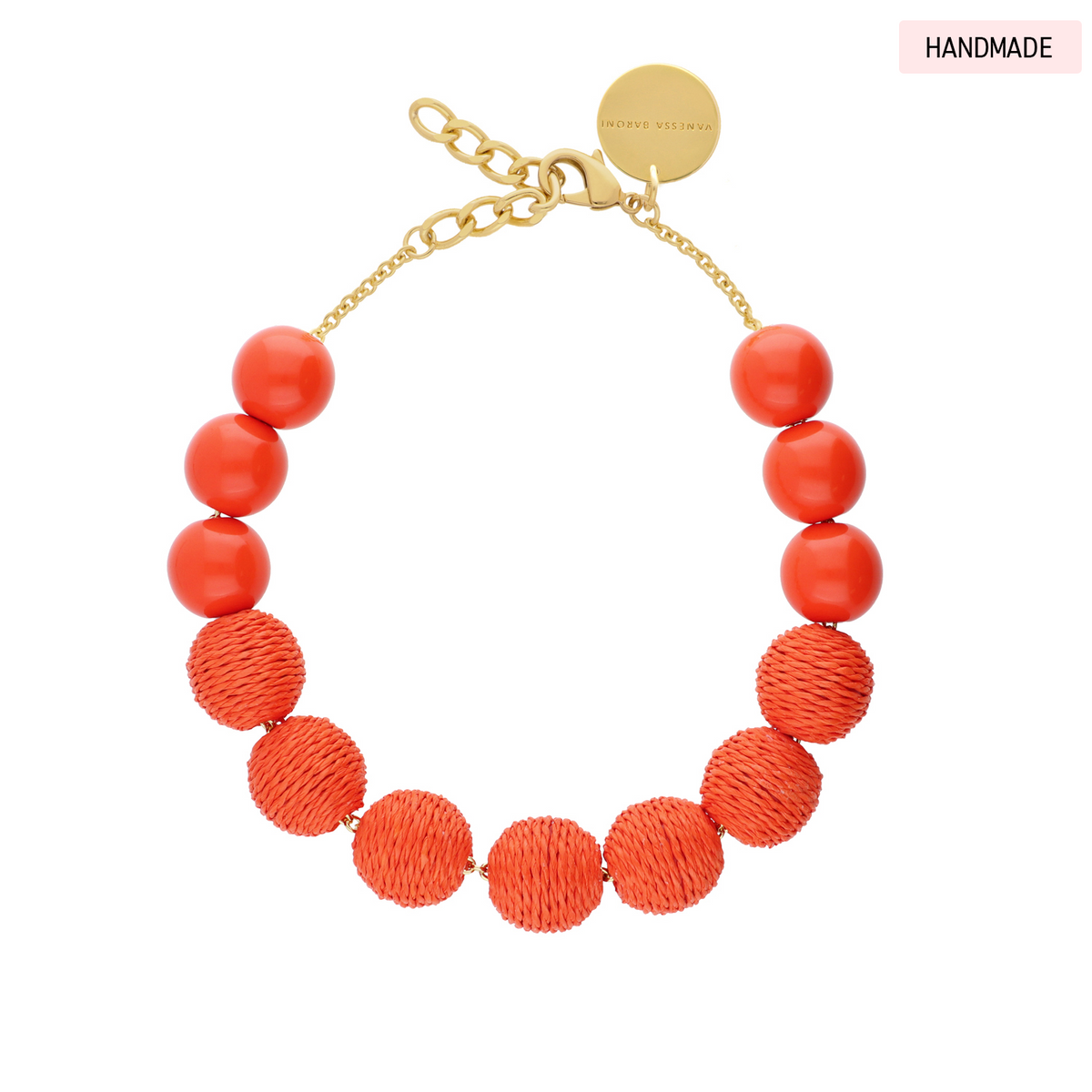Raffia Beads Necklace orange
