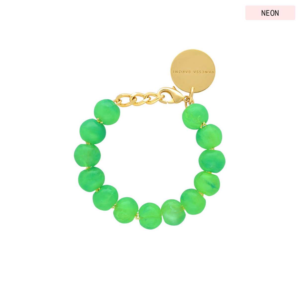 Mini Beads Bracelet Neon Green Marble