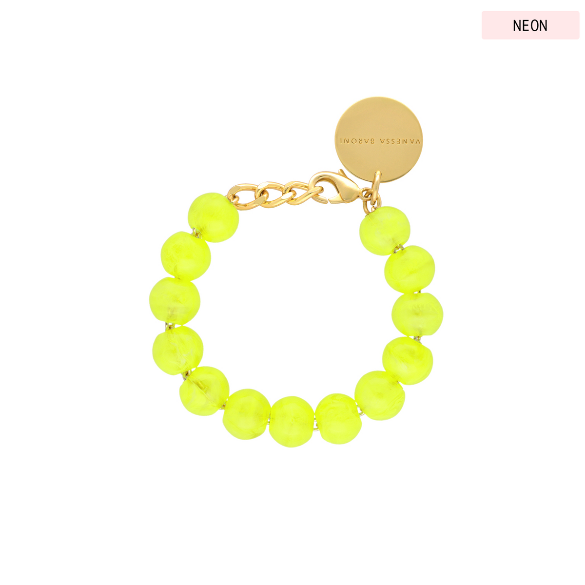 Mini Beads Bracelet Neon Yellow Marble