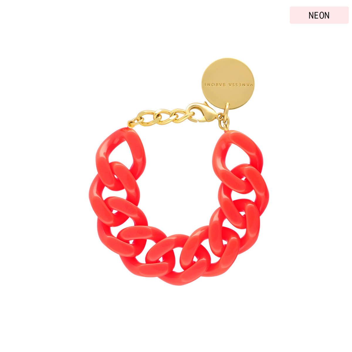 Flat Chain Bracelet Neon Coral
