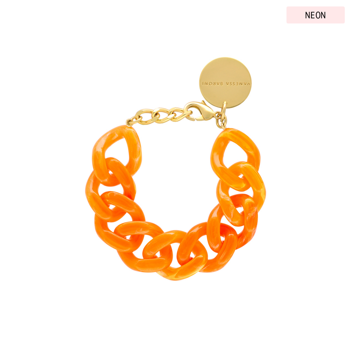 Flat Chain Bracelet Neon Orange Marble