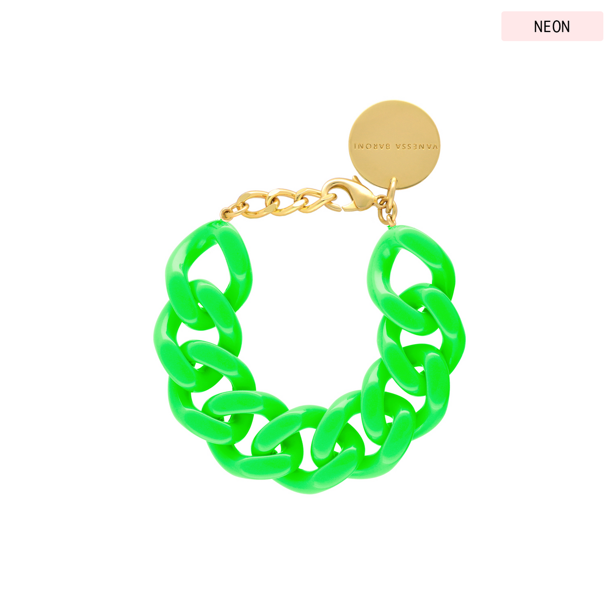 Flat Chain Bracelet Neon Green