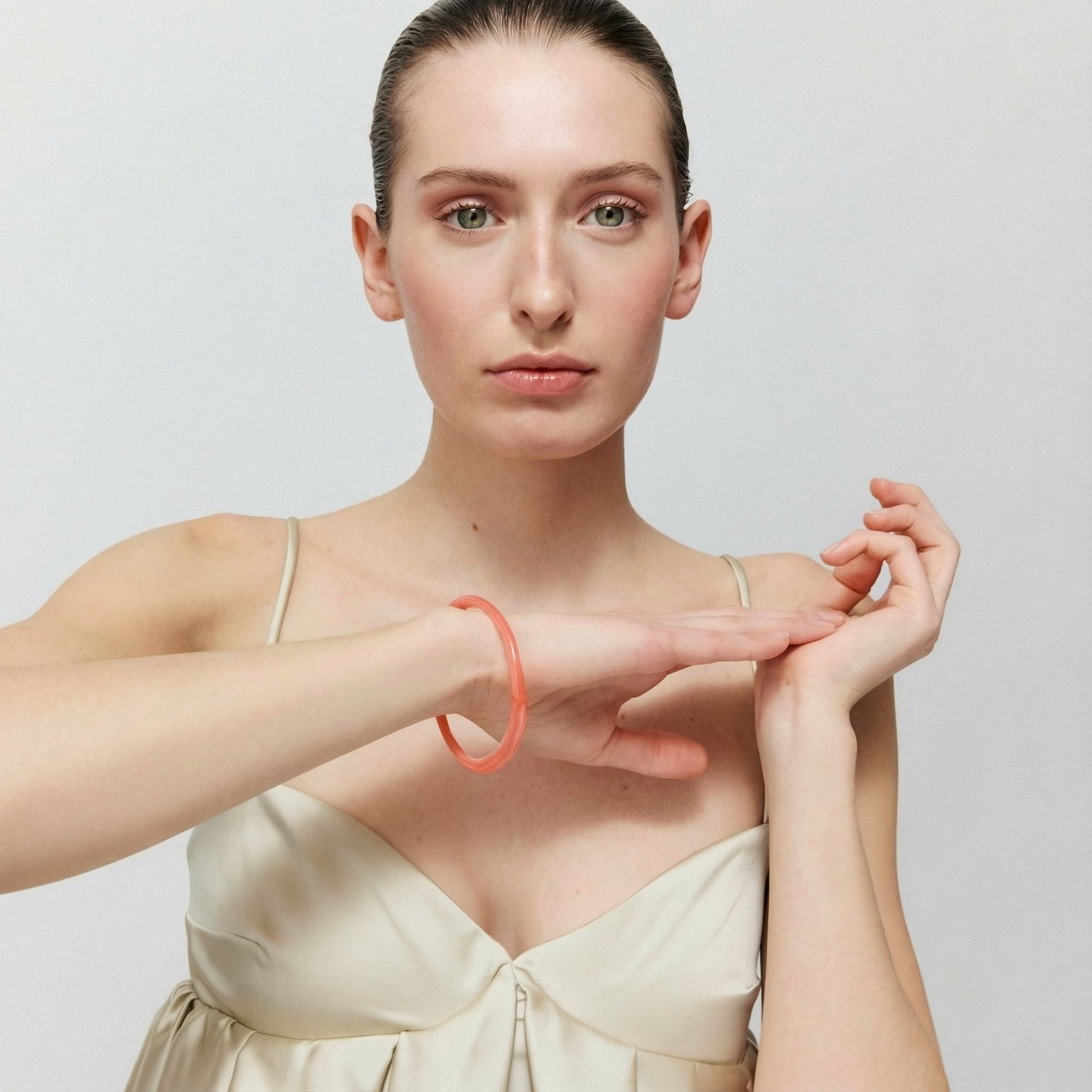 Thin Loop Bangle watermelon marble