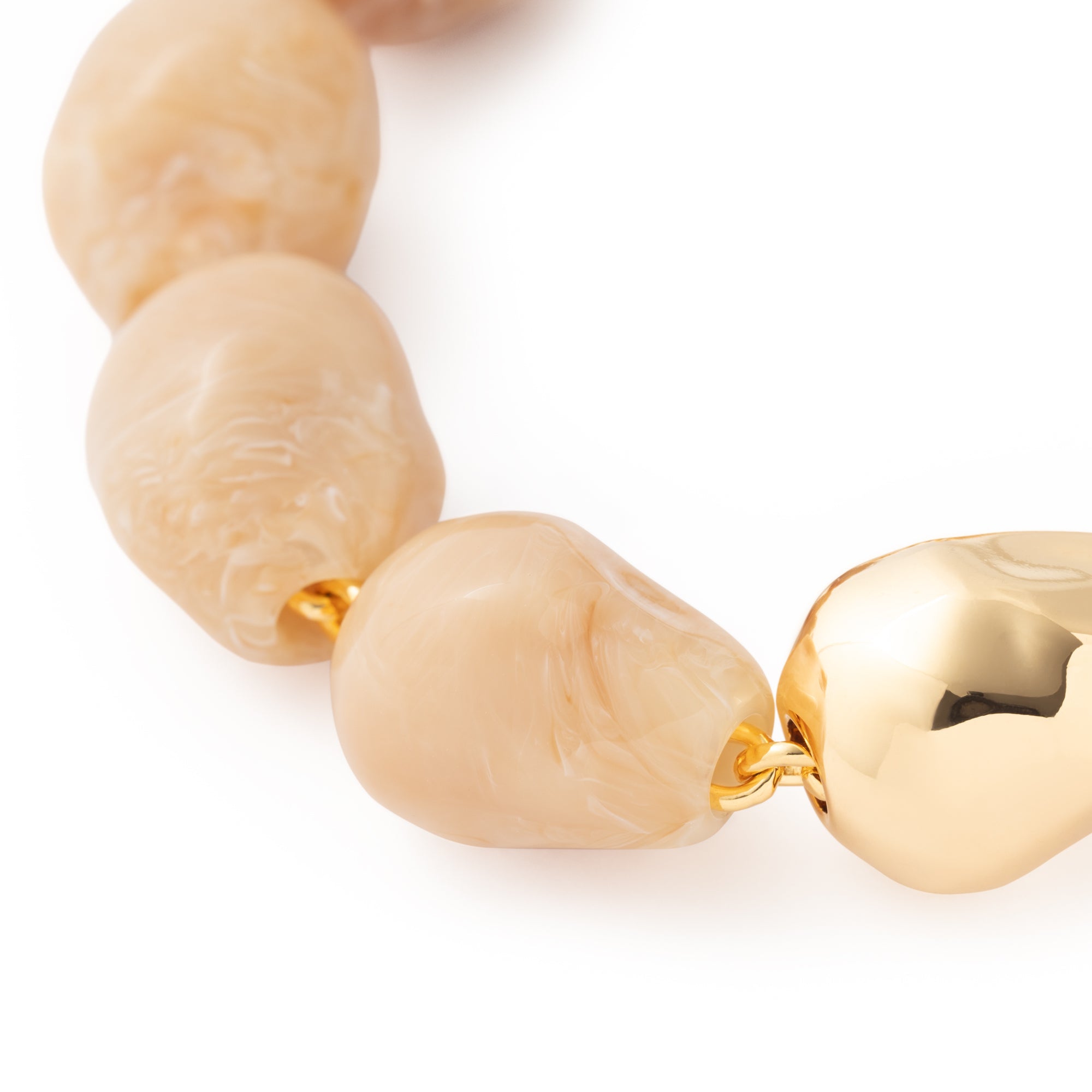 Organic Pearl Bracelet with gold creme brulee marble