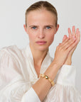 Organic Pearl Bracelet with gold creme brulee marble