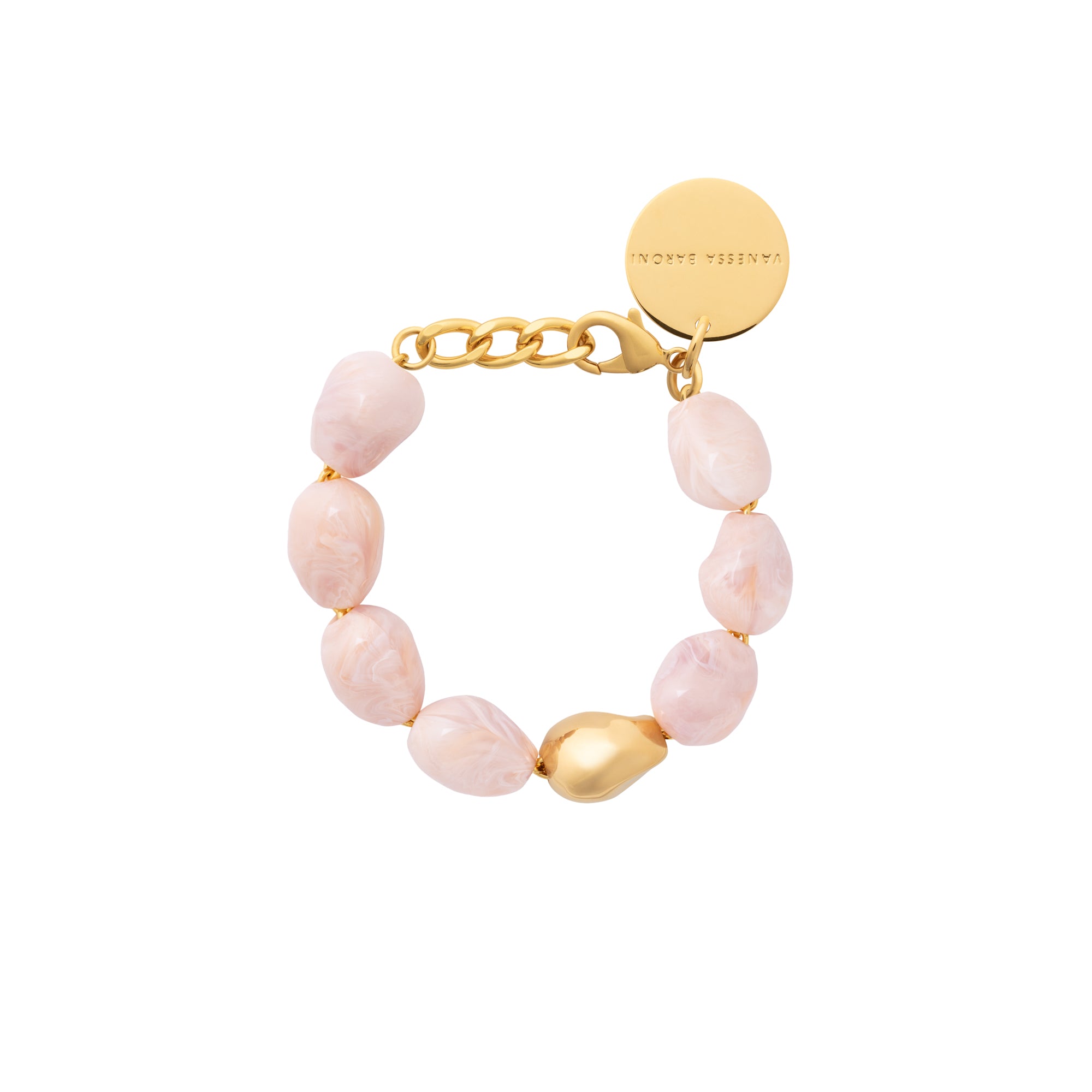 Organic Pearl Bracelet with gold ivory rose marble