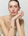 Organic Pearl Bracelet with gold - latte marble