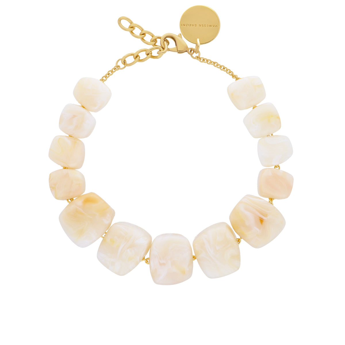 Big Organic Shaped Necklace Pearl Marble