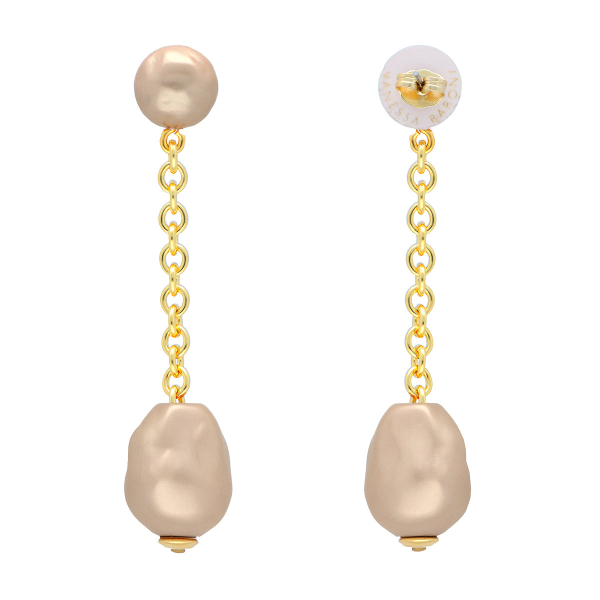 Hanging Organic Pearl Earring Champagner Pearl