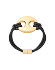 Disc Leather Bracelet black - gold