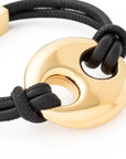 Disc Leather Bracelet black - gold