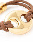 Disc Leather Bracelet brown - gold